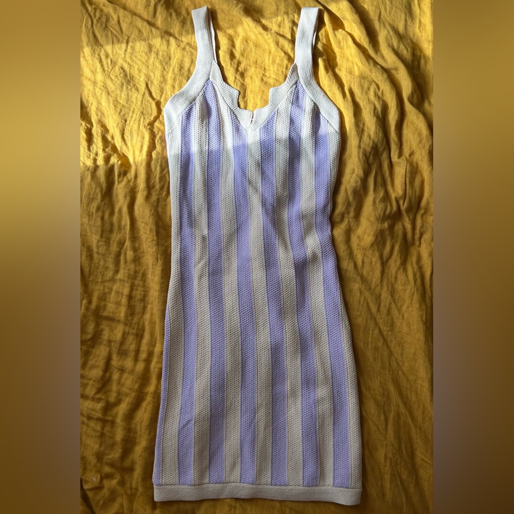 House of Harlow 1960 Striped Mini Dress in White and Blue